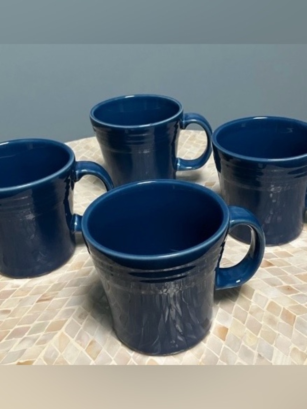 Fiesta Cobalt Blue 15 oz Tapered Ceramic Mugs - Set of 4